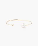 White Pearl and Gold Diamond Cuff