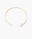 White Pearl and Gold Diamond Cuff