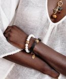 Felicity Diamond Single Wrap Bracelet White Pearl