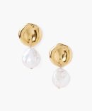 Two Tiered White Keshi Pearl Earrings