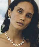 Two Tiered White Keshi Pearl Earrings