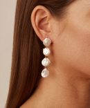 Four Tiered White Keshi Pearl Earrings