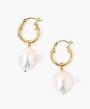 Baroque Pearl Hoop Earrings White