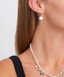 White Pearl and Turquoise Loop Earrings