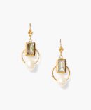 Halo Drop Earrings Gold Labradorite Mix