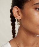 Halo Drop Earrings Gold Labradorite Mix