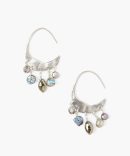 Petite Crescent Grey Pearl and Labradorite Mix Silver Hoop Earrings
