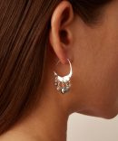 Petite Crescent Grey Pearl and Labradorite Mix Silver Hoop Earrings