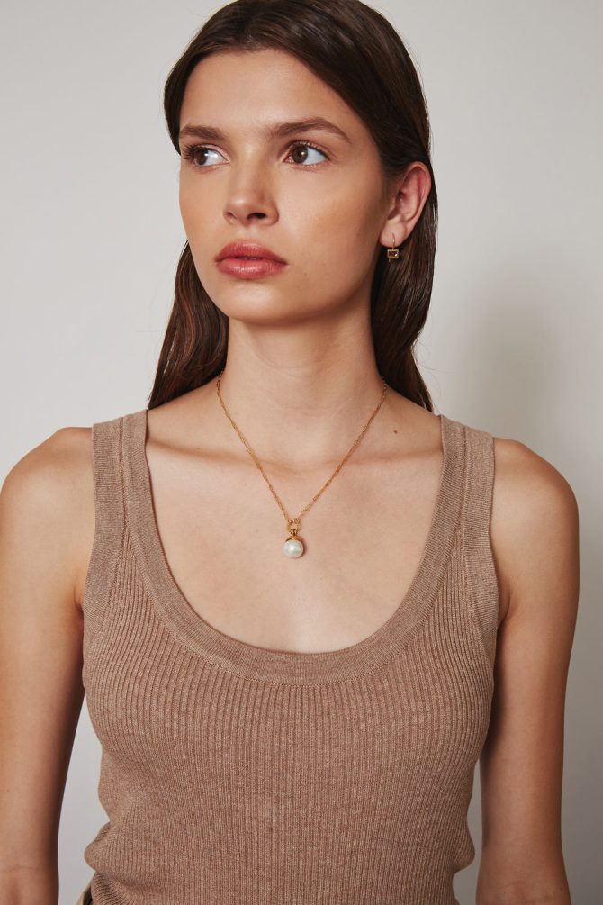 Gold Dipped Pearl Pendant Necklace