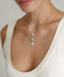 14k Heart Necklace Pink Opal